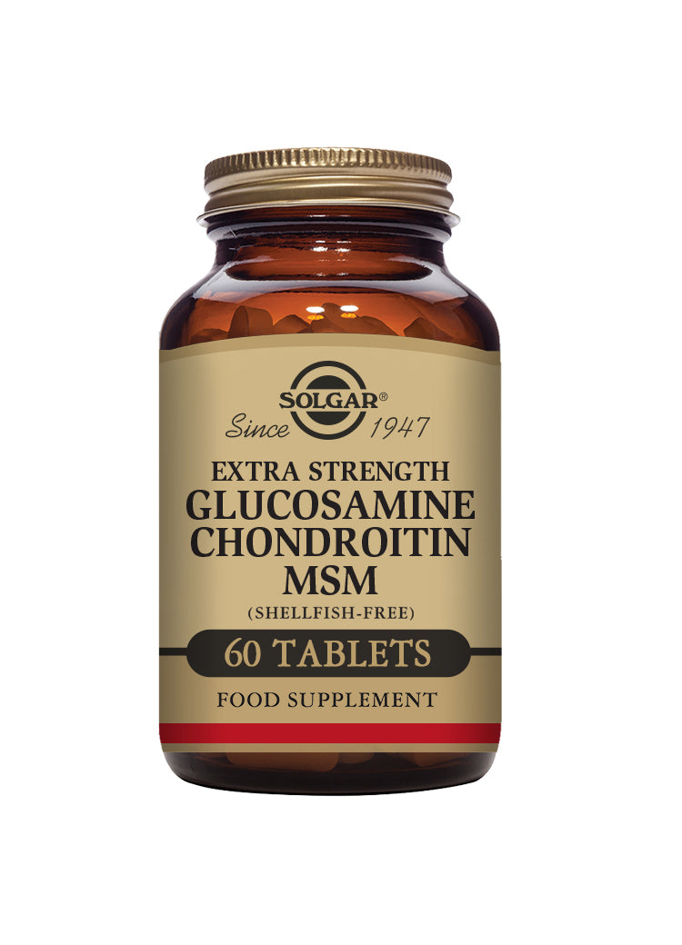 Kosttilskudd fra Solgar på glass med glucosamine chondroitin msm