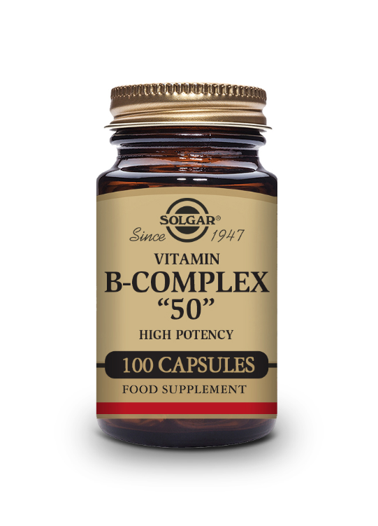 kosttilskudd fra solgar på glass med vitamin B-complex "50"