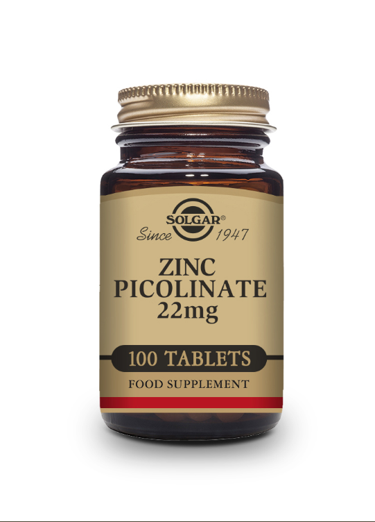 Kosttilskudd fra Solgar på glass med zinc picolinate